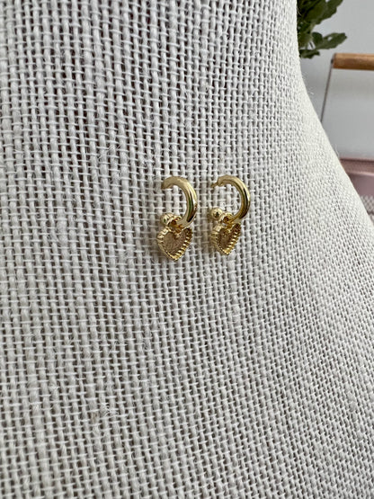 Hanging heart hoop earrings