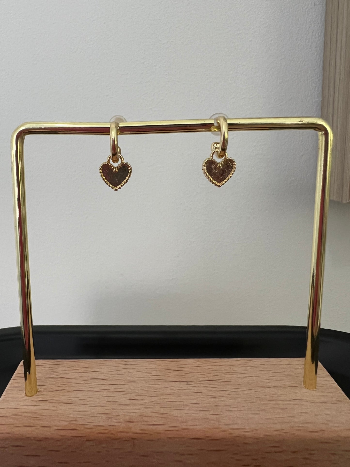 Hanging heart hoop earrings