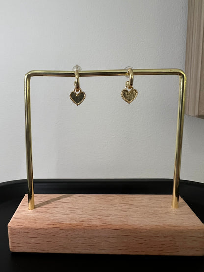 Hanging heart hoop earrings